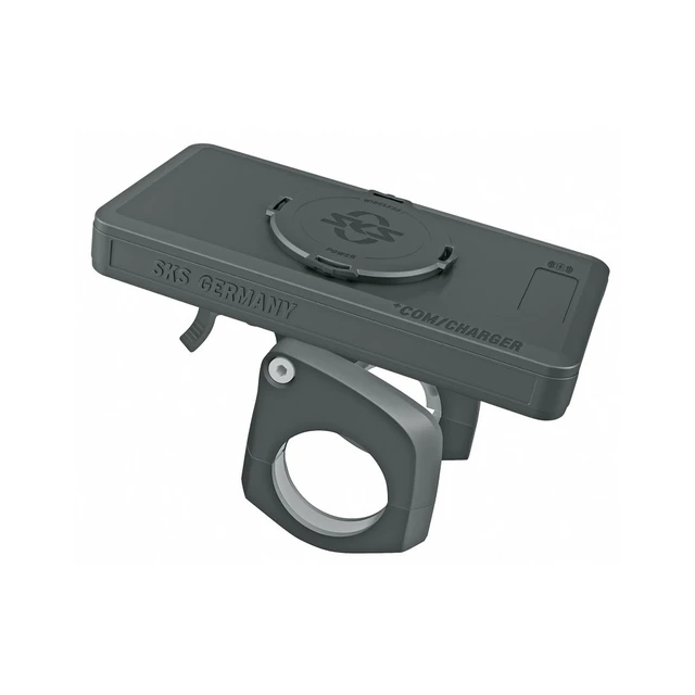 Telefontartó 10000 mAh powerbankkal SKS COMPIT, szögbeállítás, Qi-tanúsítás, durva terepen is használható, microUSB kábel