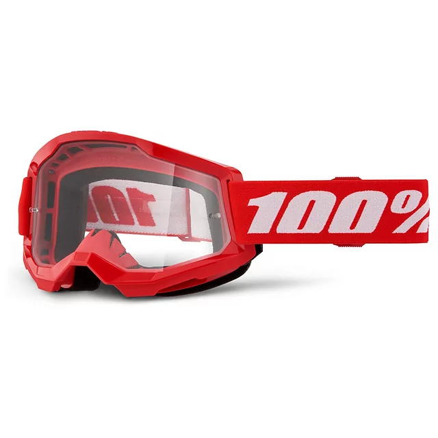 Gyerek motocross szemüveg 100% Strata 2 Youth - sárga, átlátszó plexi