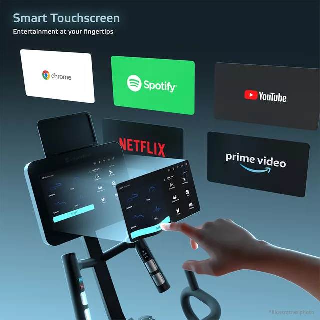 Szobakerékpár inSPORTline ZenRoute 300, masszív felépítés, áttekinthető 10,1"-os TFT-kijelző, többfunkciós fogantyúk