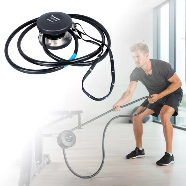 Végtelen kötél inSPORTline Endlesso Pro, 6 terhelési szint, folyamatos kötélmozgató rendszer, függesztőszíj, csavaros karabiner, max. terhelés 150 kg