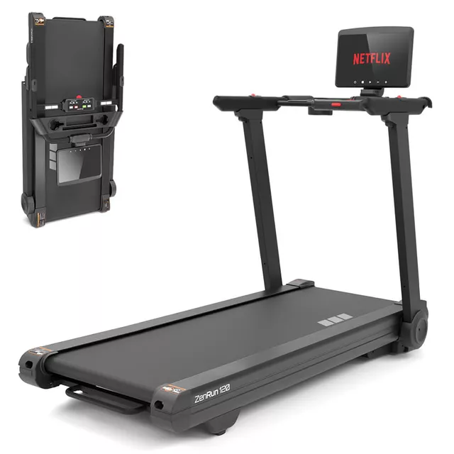 Futópad inSPORTline ZenRun 120, 4Le, 150kg teherbirás, laposra összehajtható, 180° forgatható érintőképernyő, 12% dőlészög, 22km/ó, HRC