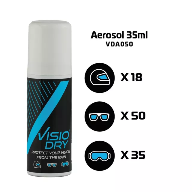 Szuperhidrofób aeroszol VisioDry 35ml, ISO 9001 tanúsítvánnyal, öntisztító hatás, párásodás elleni védelem, minden optikai felületen használható
