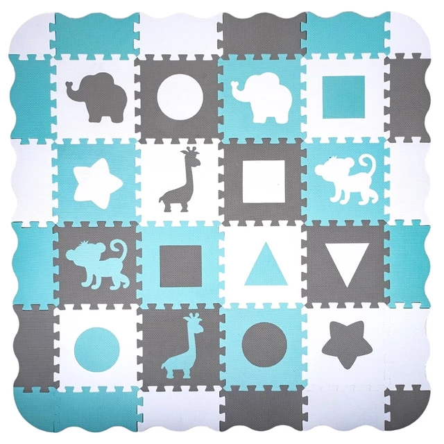 Szivacs puzzle Játszómatrac védőfallal inSPORTline Smarfino 30,5x30,5x1 cm, 36 db