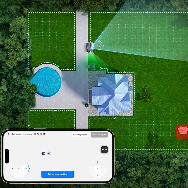 Robotfűnyíró Hookii Neomow X2 SE (3000m²), intelligens akadályfelismerés, tiltott zónák kiválasztása, egyszerű karbantartás, automatikus esőérzékelés