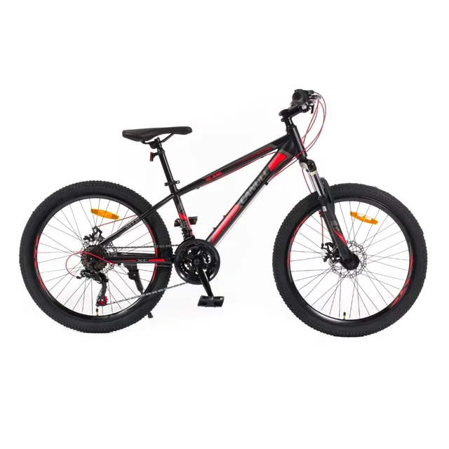Junior kerékpár Canull XC 240 24", 2026-os modell, 110 kg-os teherbírás, 21 sebességes Shimano váltórendszer, 14 kg össztömeg, 160 mm-es féktárcsák - fekete/piros - fekete/piros