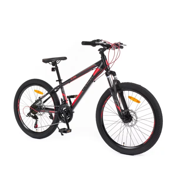 Junior kerékpár Canull XC 240 24", 2026-os modell, 110 kg-os teherbírás, 21 sebességes Shimano váltórendszer, 14 kg össztömeg, 160 mm-es féktárcsák - fekete/piros