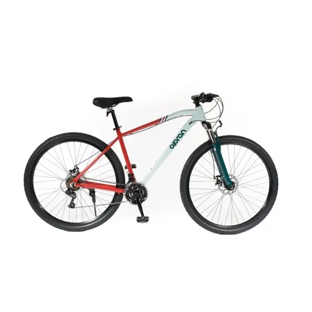 Férfi hegyikerékpár Olpran ASTACUS Man 29", könnyű alumínium váz, Shimano alkatrészek, 21 fokozat, Shimano hátsó váltó, 160 mm-es tárcsák - sötétpiros/fekete - szürke/sötétpiros