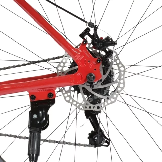 Férfi hegyikerékpár Olpran ASTACUS Man 29", könnyű alumínium váz, Shimano alkatrészek, 21 fokozat, Shimano hátsó váltó, 160 mm-es tárcsák - sötétpiros/fekete