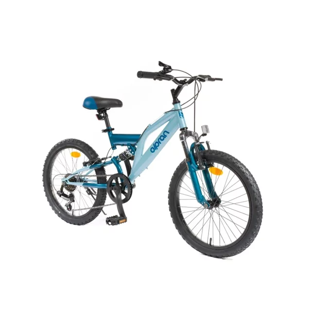 Gyermek teleszkópos kerékpár Olpran Vipera 20", 120-135 cm, 6 sebességes Shimano váltórendszer, első és hátsó V-fékek, Hi-Ten acélszerkezet - fehér/petrolkék