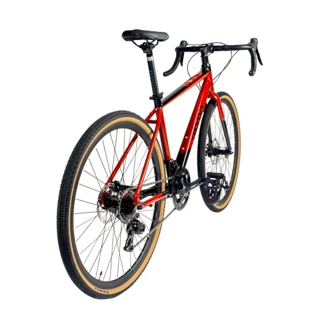 Gravel kerékpár Olpran Ursus Arctos Basic 28", mechanikus tárcsafékek, könnyű alumínium váz, 14 sebességes hajtásrendszer, Shimano CS-HG200-7 kazetta - piros/fekete