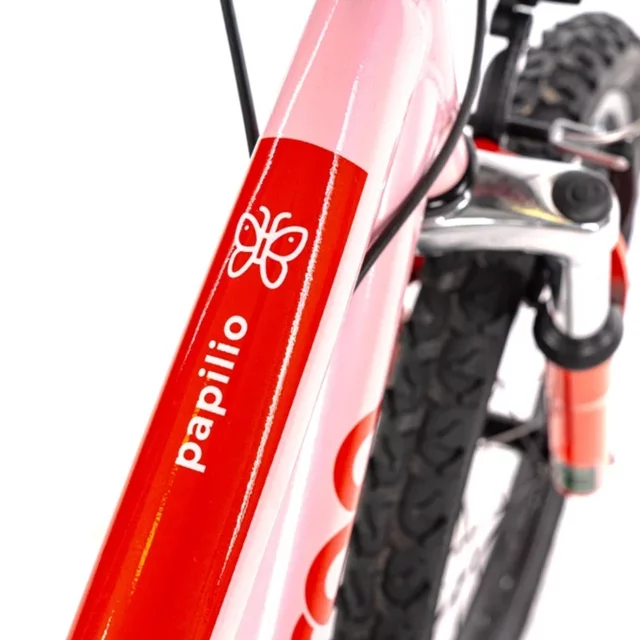 Gyermekkerékpár Olpran Papilio 20" - 2026-os modell, 125-145 cm, 13"-es HI-TEN acél váz, 6 sebességes Shimano váltó, Shimano hátsó váltó - rózsaszín