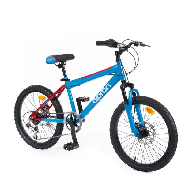 Gyerekkerékpár Olpran Papilio DISC 20" - 2026-os modell, 6 sebességes Shimano váltó, 13"-es HI-TEN acélváz, puha nyereg, elülső és hátsó tárcsafékek - kék/fekete
