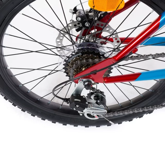 Gyerekkerékpár Olpran Papilio DISC 20" - 2026-os modell, 6 sebességes Shimano váltó, 13"-es HI-TEN acélváz, puha nyereg, elülső és hátsó tárcsafékek - kék/fekete
