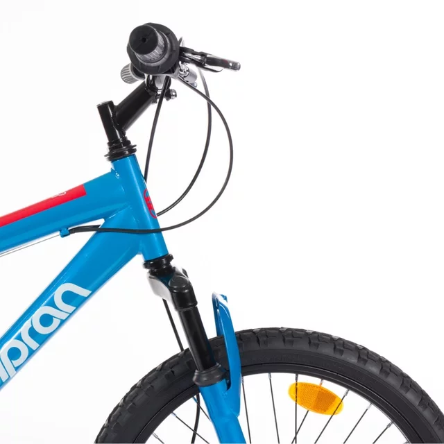 Gyerekkerékpár Olpran Papilio DISC 20" - 2026-os modell, 6 sebességes Shimano váltó, 13"-es HI-TEN acélváz, puha nyereg, elülső és hátsó tárcsafékek - kék/fekete