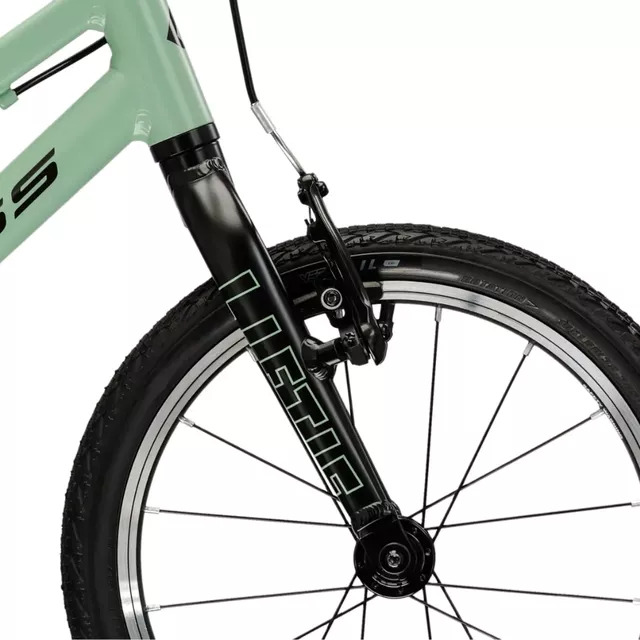 Gyerekkerékpár Kross Liftie 16" Gen 009, VEE RAIL keskeny gumiabroncsok, állítható kormány, féknyerges fék, alumínium váz - zöld / fekete / matt
