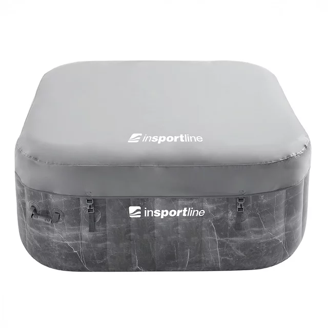 Pezsgőfürdő inSPORTline Kamilia 155x155x65 cm, 2–3 fős befogadóképesség, 110 hatékony aeromasszázs-fúvóka, 40 °C-ig emelhető vízhőmérséklet, önfelfújó