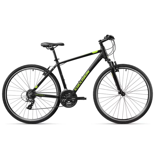 Férfi cross kerékpár Cyclision Zodin 5 MK-II 28", Shimano 21 sebességes váltórendszer, SR SUNTOUR M3010 rugós villa, Chaoyang MAKO SHARK gumiabroncsok - Azúr Acél - Éjféli Lime