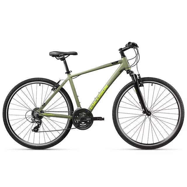 Férfi cross kerékpár Cyclision Zodin 5 MK-II 28", Shimano 21 sebességes váltórendszer, SR SUNTOUR M3010 rugós villa, Chaoyang MAKO SHARK gumiabroncsok - Azúr Acél -  Flash Army