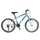Könnyű junior kerékpár kolo Olpran Helix 24" - 2026-os modell, 125-145 cm, 12,4 kg, 18 sebességes Shimano váltórendszer, Hi-Ten acél váz, 24" kerekek - fekete/tengerzöld - kék/fehér/zöld