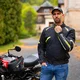 Nyári motoros kabát W-TEC Timuco, szellőzőpanelek, rugalmas panelek, fényvisszaverő elemek, tépőzáras pántok - fekete-fluo