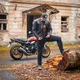 Bőr motoros kabát W-TEC Mungelli EVO, kivehető CE-védők, koptatott vintage stílus, steppelt panelek, puha kecskebőr - vintage fekete-barna