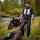 Motoros nadrág W-TEC Daimick, kivehető 1. szintű CE térdvédő, kivehető szigetelő bélés, AirVent System, fényvisszaverő elemek - fekete-szürke