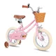 Gyermekkerékpár kosárral Joystar Retro 14", 92-120 cm, kiegészítő segédkerekek , csengő, szilárd acélváz, mintázott felfújható kerekek, puha ülés - sárga