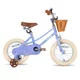 Gyermekkerékpár kosárral Joystar Retro 14", 92-120 cm, kiegészítő segédkerekek , csengő, szilárd acélváz, mintázott felfújható kerekek, puha ülés - sárga - lila