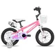 Gyerekbicikli Joystar Pluto 20", 115-145 cm, világító segédkerekek, strapabíró acélváz, biztonságos fékek, állítható nyeregmagasság, palacktartó - rózsaszín - rózsaszín