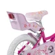 Gyermekkerékpár Joystar Unicorn 12", 82-105 cm, praktikus kosár, babaülés, segédkerekek, szilárd acélváz, erős villa, állítható kormány és nyereg - lila
