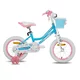 Gyermekkerékpár kosárral és segédkerekekkel Joystar Angel 14", 91-119 cm, stílusos kosár, strapabíró váz, hátsó kontrafék, leszerelhető segédkerekek - kék - kék