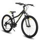 Junior hegyikerékpár Hiland Climber 24", 125-150 cm, sportnyereg, széles MTB-kormány, Shimano hátsó váltó, V-fékek, kettős falú alumínium felnik - fekete