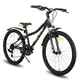 Junior hegyikerékpár Hiland Climber 24", 125-150 cm, sportnyereg, széles MTB-kormány, Shimano hátsó váltó, V-fékek, kettős falú alumínium felnik - fekete