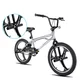 BMX kerékpár Hiland Redeem Ultimate 20", U-fék rendszer, 20 × 2,125" méretű széles gumiabroncsok, 360°-ban forgatható kormány, erős Hi-Ten acél váz - ezüst