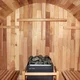 Finn hordó szauna inSPORTline Viduor 300 - Cédrusfa, FANLAN SCA 60 kályha, üveg bejárat, belső világítás, jó hőszigetelő tulajdonságok