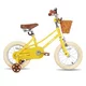 Gyermekkerékpár kosárral Joystar Retro 14", 92-120 cm, kiegészítő segédkerekek , csengő, szilárd acélváz, mintázott felfújható kerekek, puha ülés - sárga - sárga