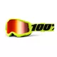 Gyerek motocross szemüveg 100% Strata 2 Youth Mirror - piros, piros plexi