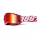 Gyerek motocross szemüveg 100% Strata 2 Youth Mirror - piros, piros plexi